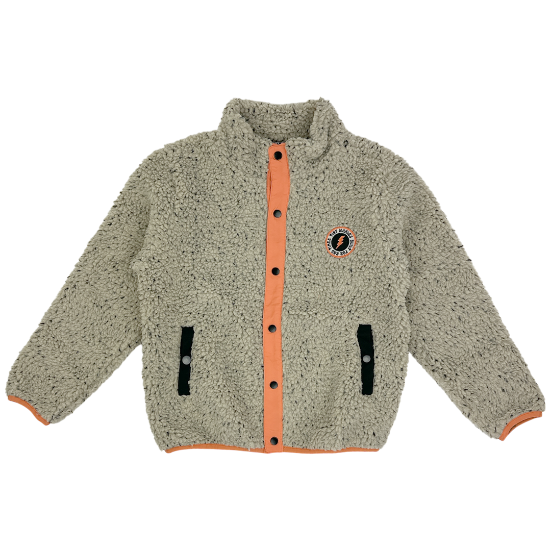 Boys textured sherpa jacket with orange contrast