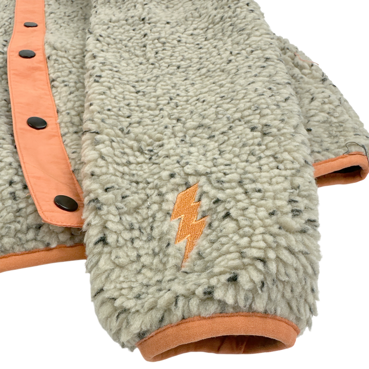 Boys textured sherpa jacket with orange contrast detail