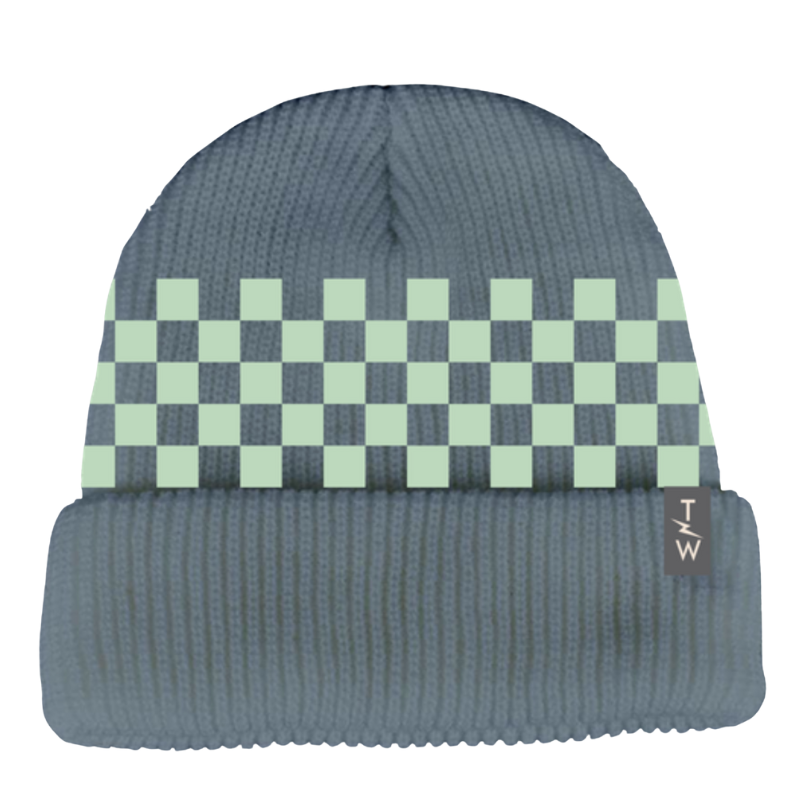 Tiny Whales - Check It Beanie in Seafoam/Navy