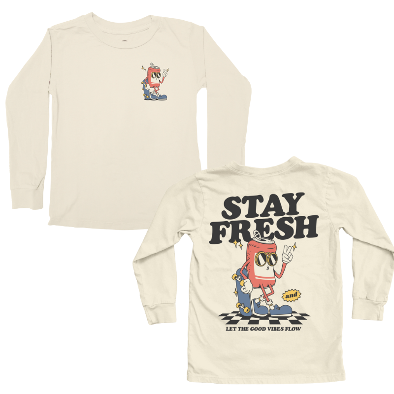 Tiny Whales - 'Stay Fresh' LS Tee in Natural