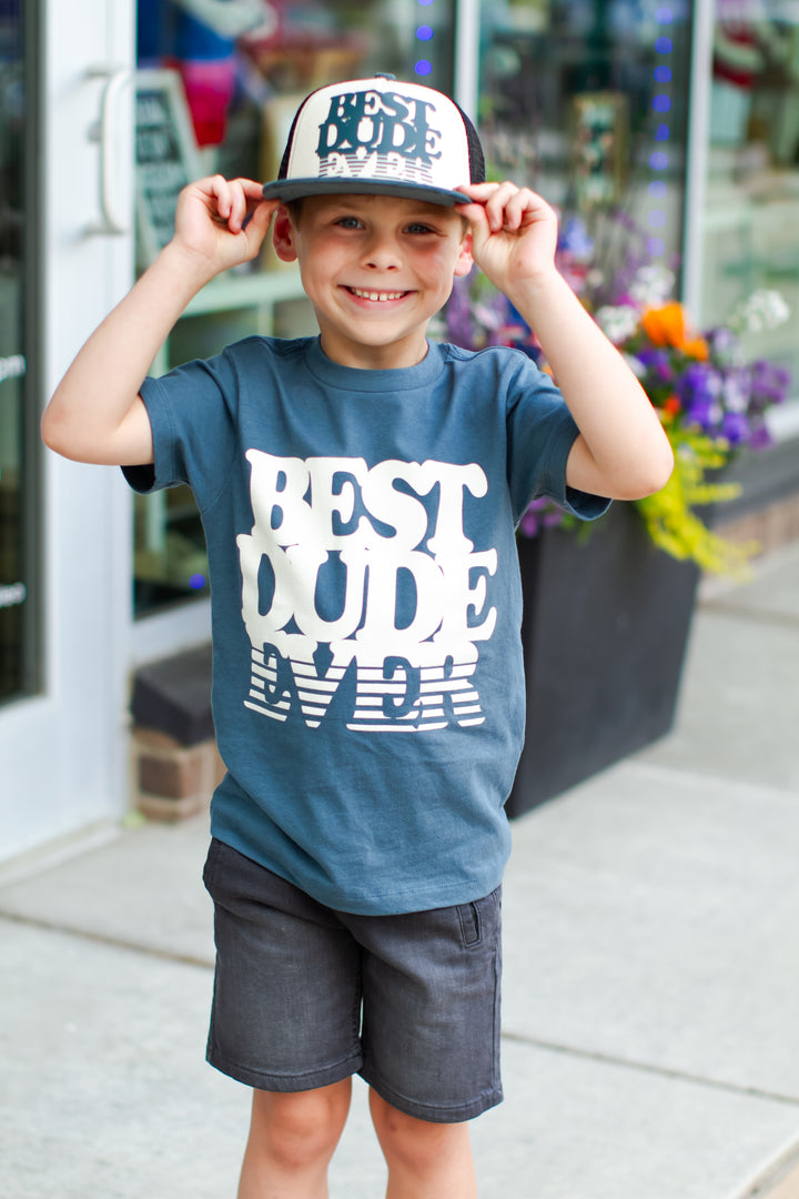 Tiny Whales Best Dude Ever teal tshirt