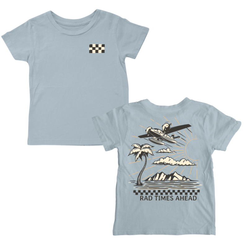 Tiny Whales Rad Times Ahead blue graphic tee