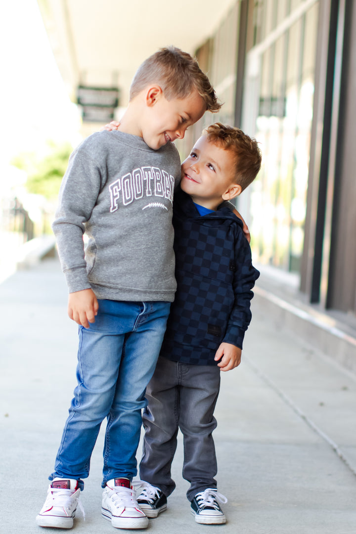 Toddler boys checkered navy hoodie