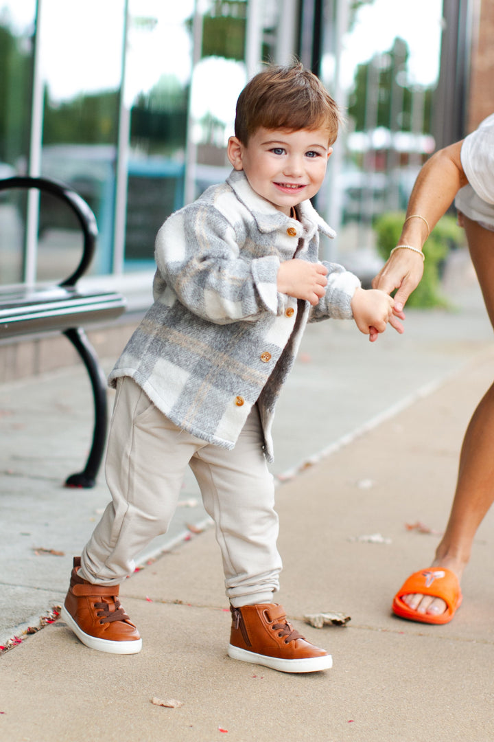 Toddler boys fall plaid shacket