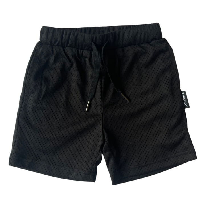 Trilogy Design Co black mesh gym shorts