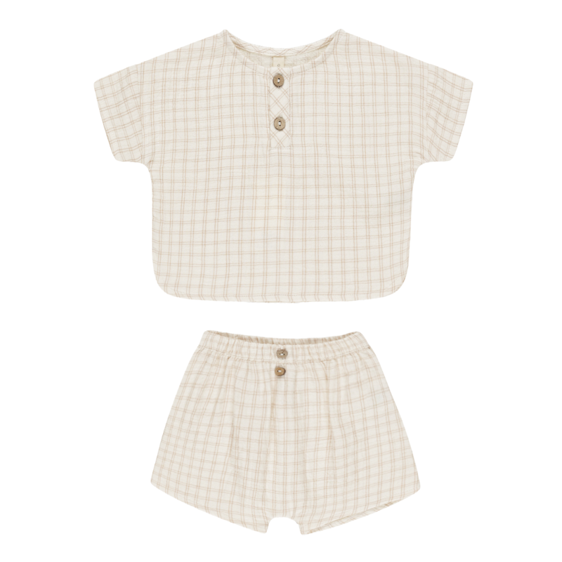 WOVEN BOXY TOP + SHORT SET || OAT CHECK