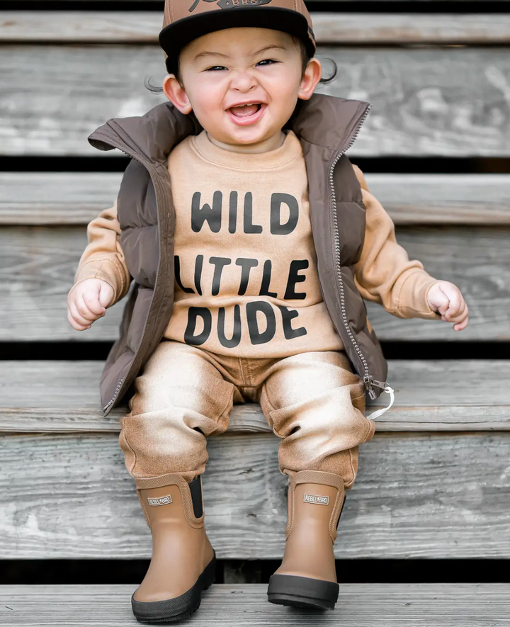 Wild Little Dude boys tan sweatshirt