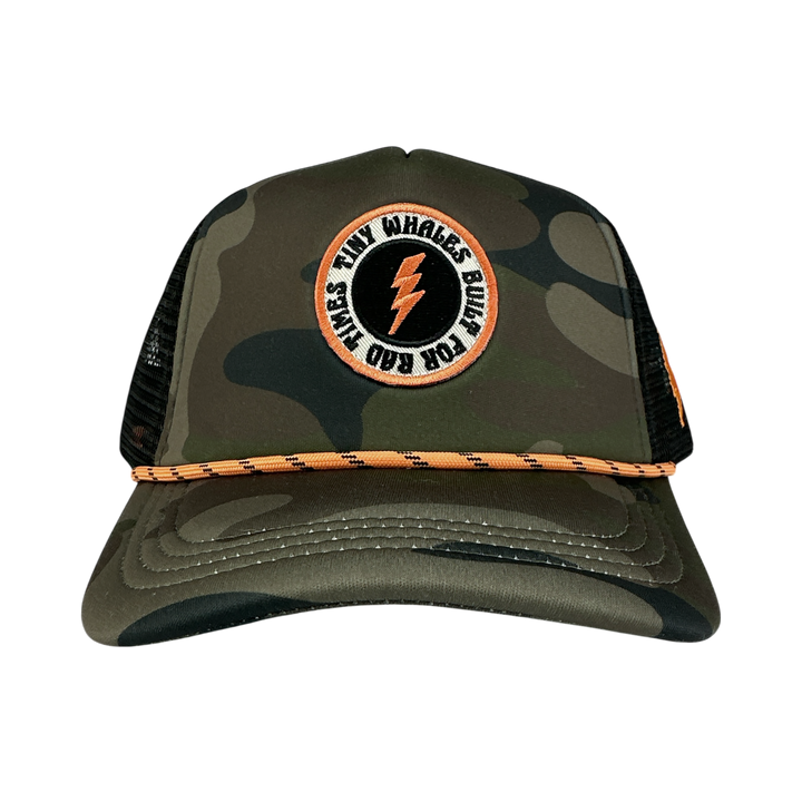 Tiny Whales camo trucker hat