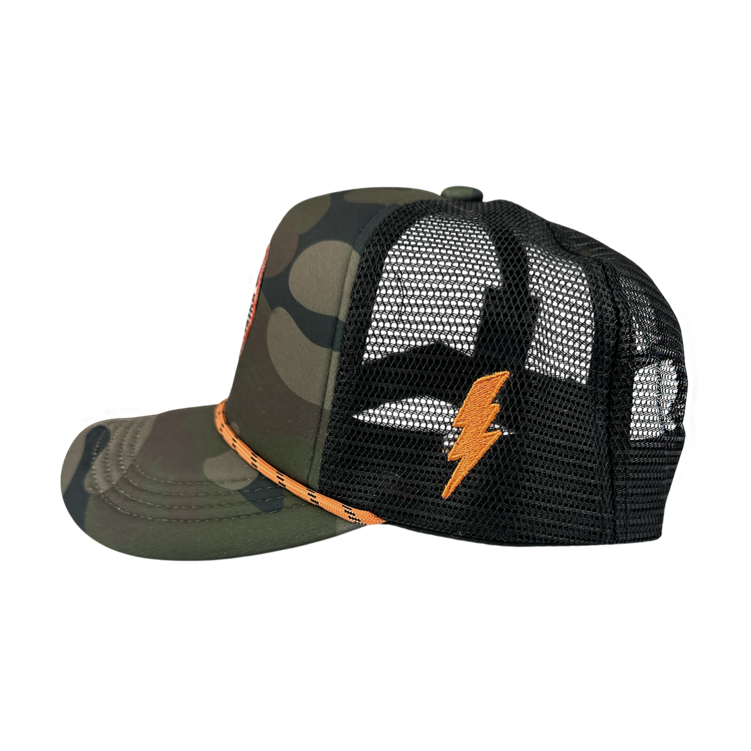 Tiny Whales - Woodland Trucker Hat in Green Camo