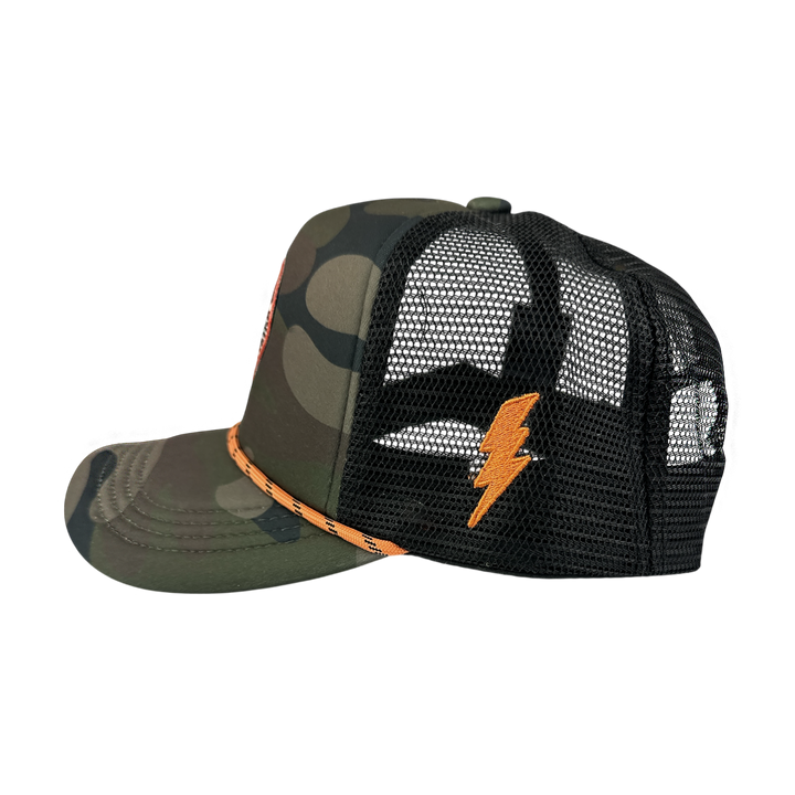 Tiny Whales - Woodland Trucker Hat in Green Camo