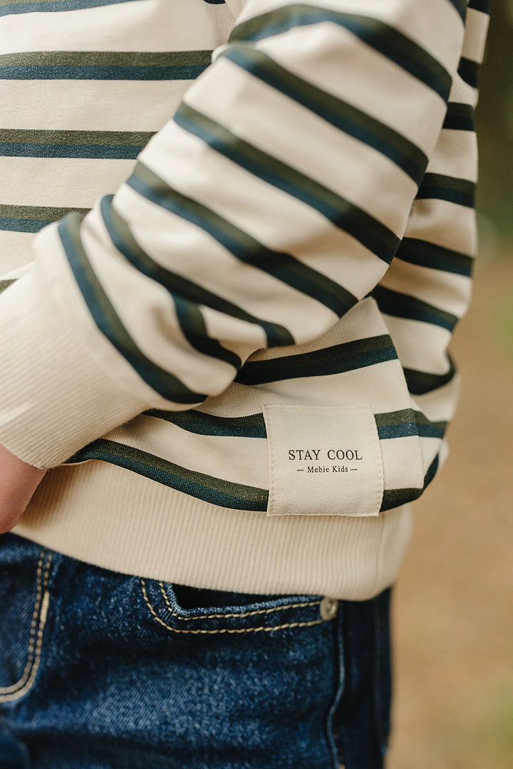 Mebie Baby - Striped Crewneck Sweatshirt in Oat
