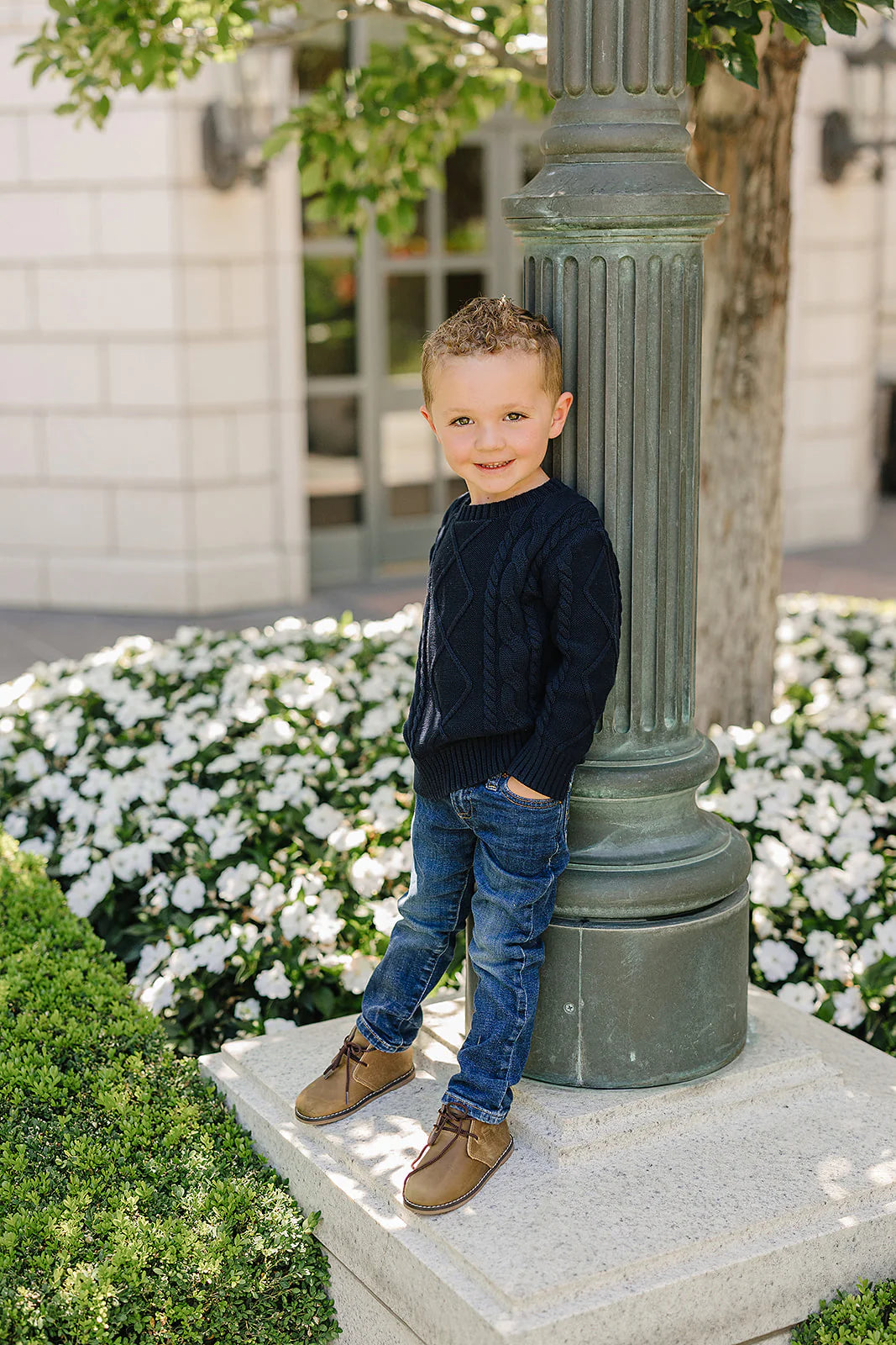 Mebie Baby - Boys Cable Knit Sweater in Navy