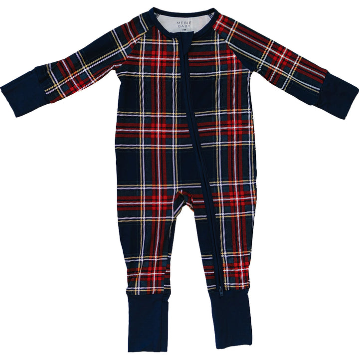 Mebie Baby - Bamboo Zipper Romper in Christmas Plaid