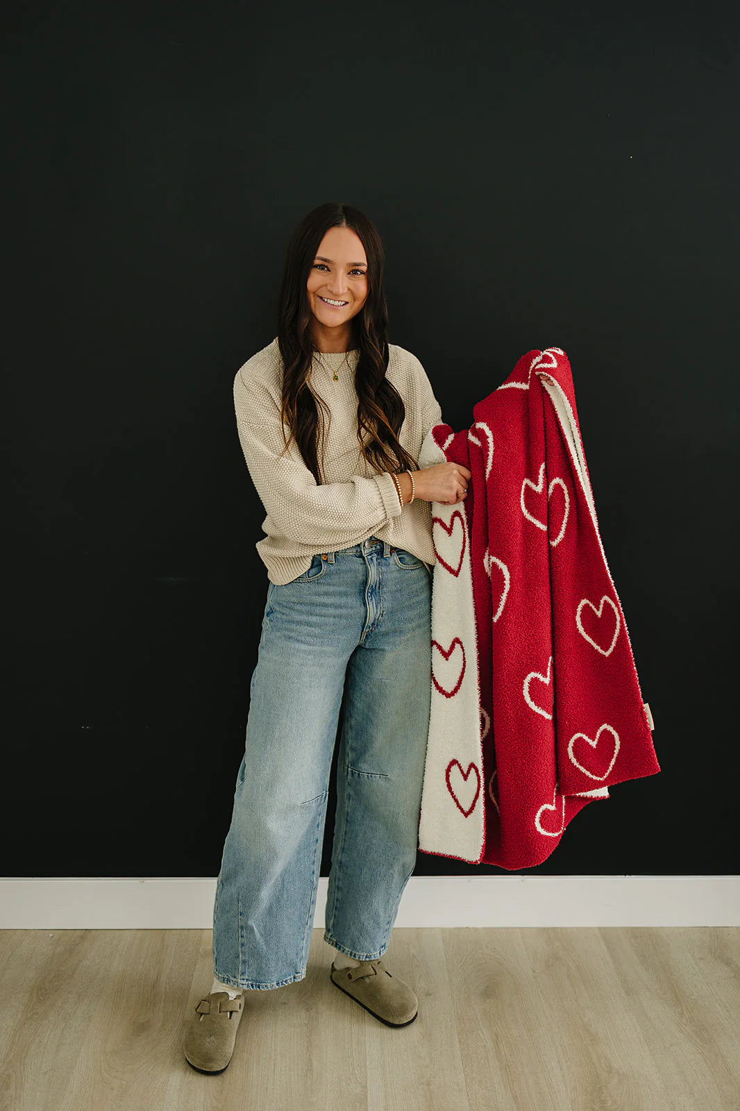 Mebie Baby - Plush Reversible Blanket in Red Hearts (3 sizes available)