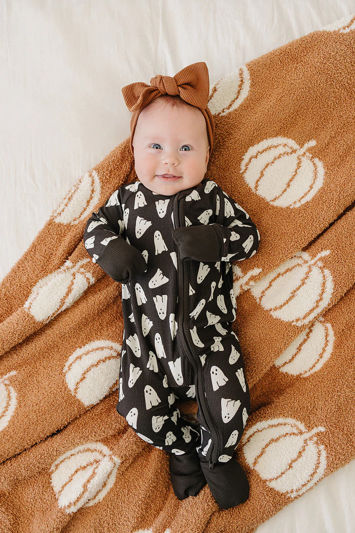 Mebie Baby - Pumpkin Plush Reversible Blanket in Soft Rust (3 sizes available)