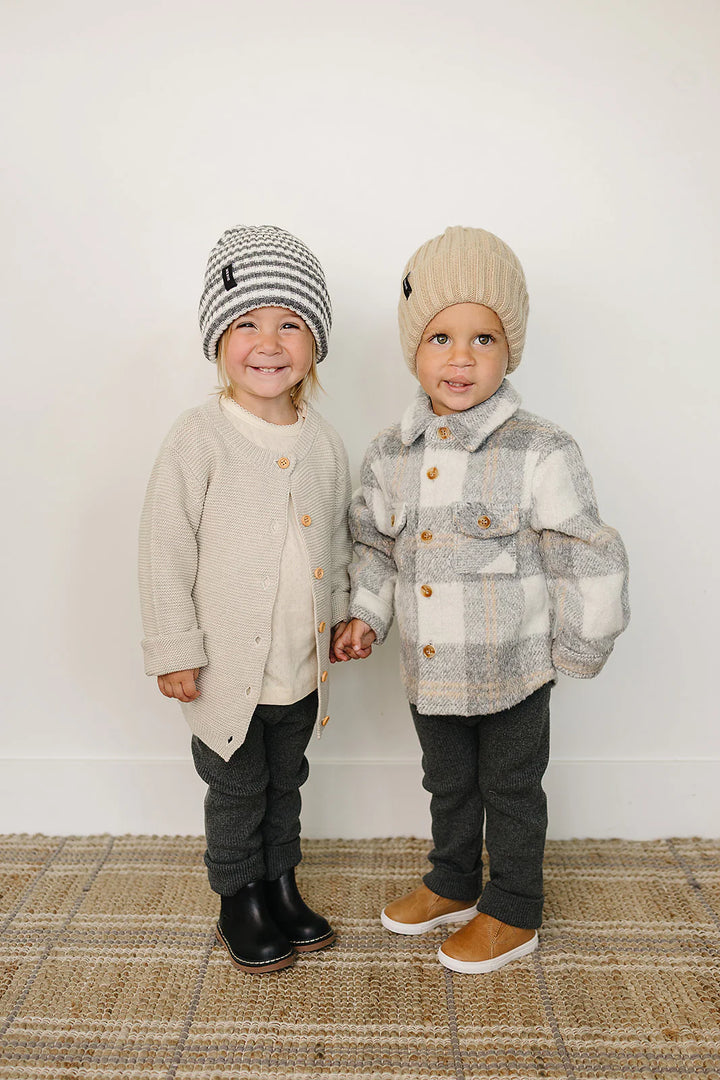 Mebie Baby - Flannel Shacket in Grey Plaid