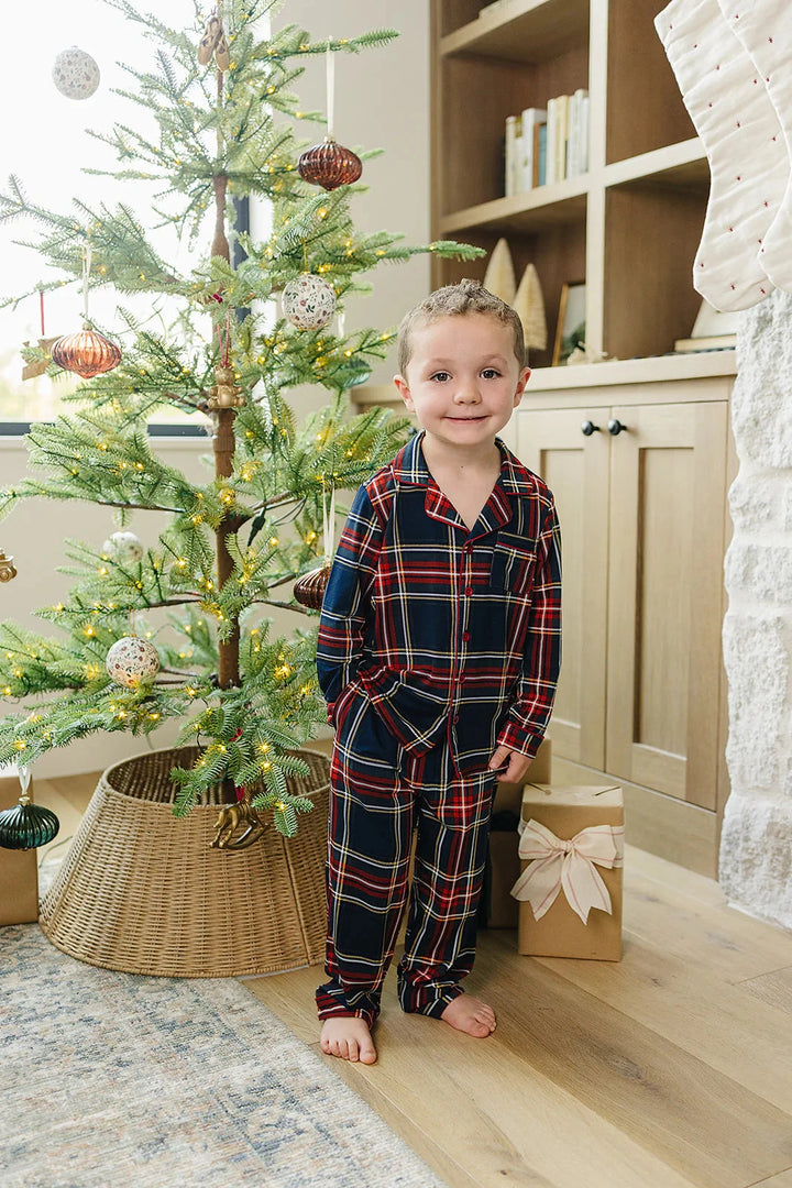 Mebie Baby - Collared Two-Piece PJ Set in Christmas Plaid