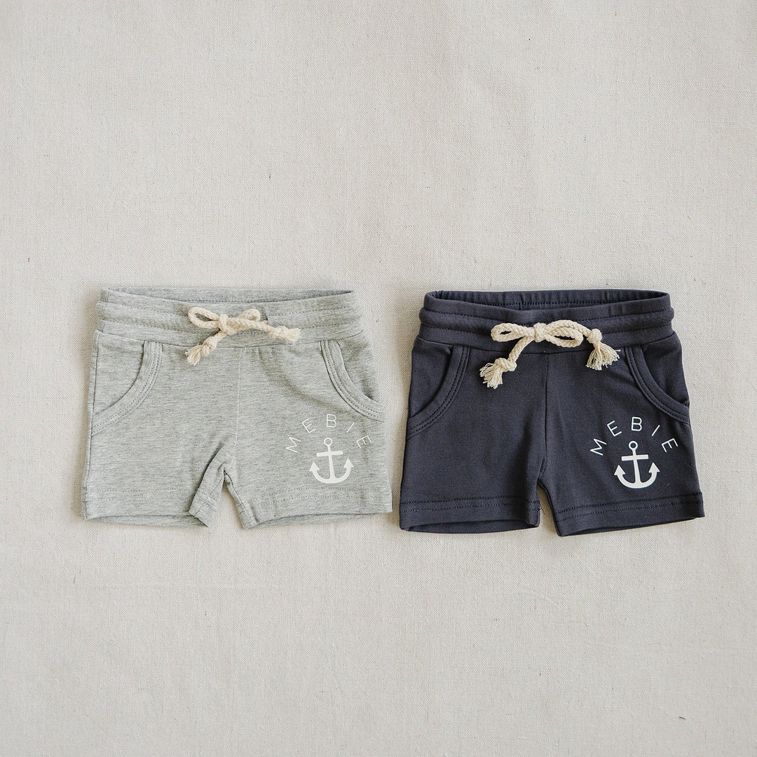 Mebie Baby - Cotton Pocket Shorts in Heather Grey