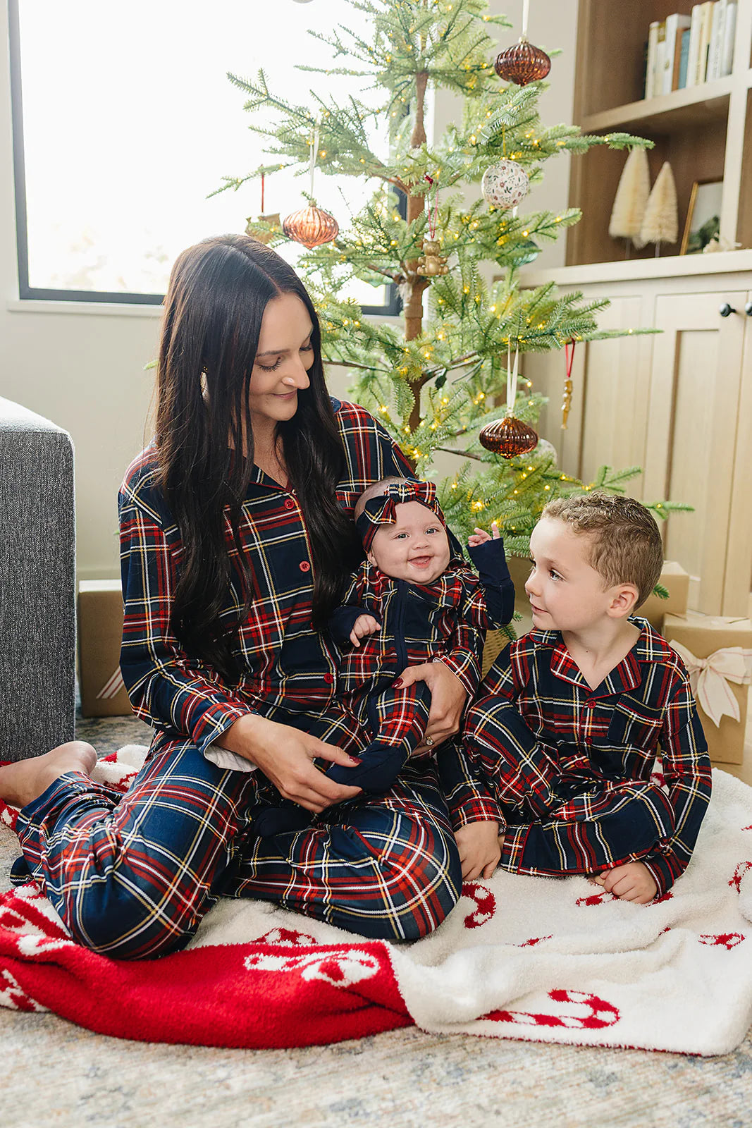 Mebie Baby - Bamboo Zipper Romper in Christmas Plaid