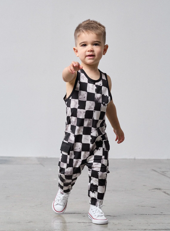 baby boy checkered tank romper