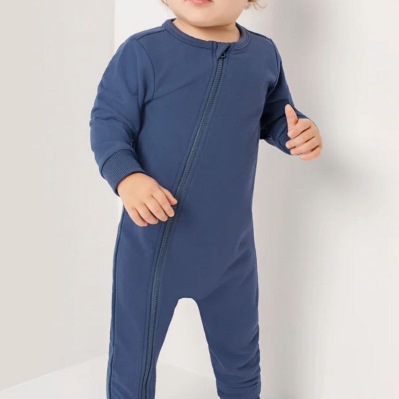 baby zip playsuit blue