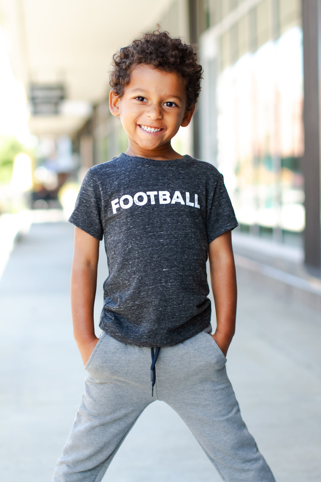 boys black football tee