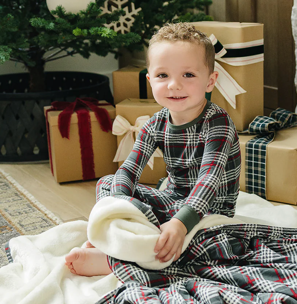 boys christmas pjs green plaid