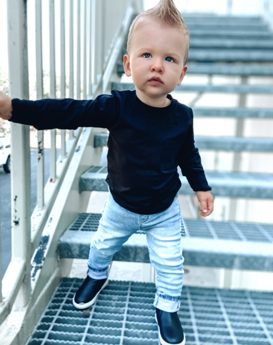 boys long sleeve basic black tshirt