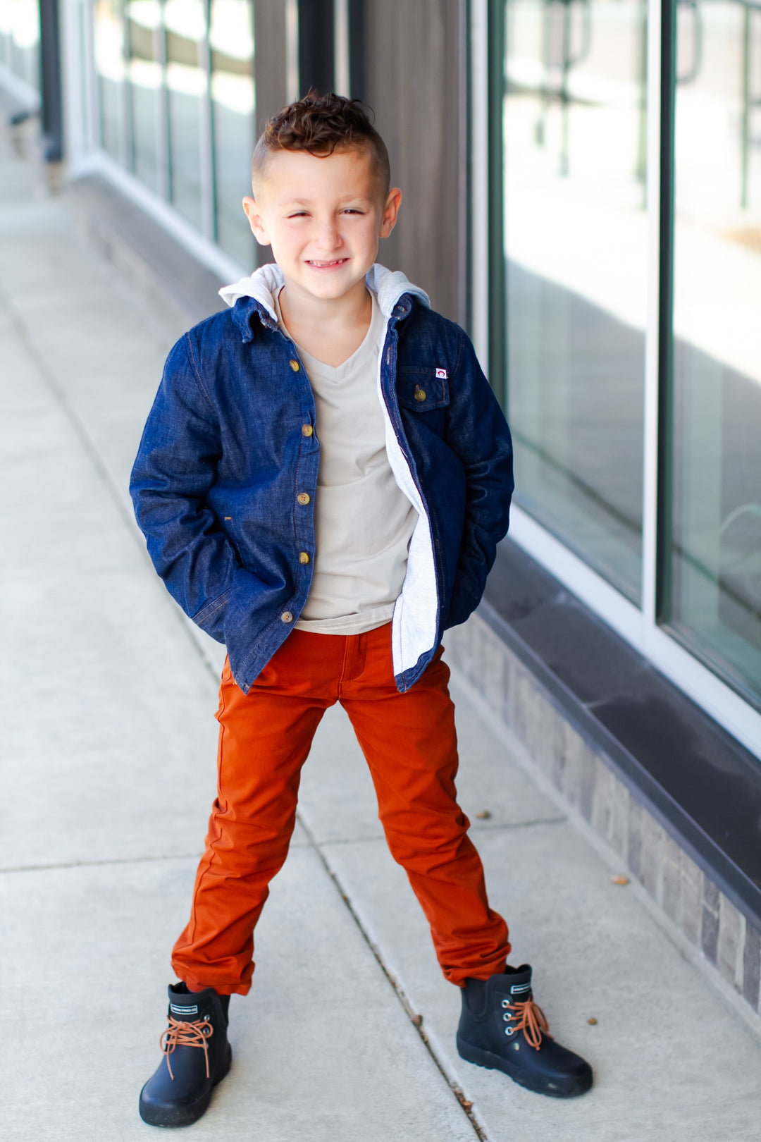 boys skinny rust pants