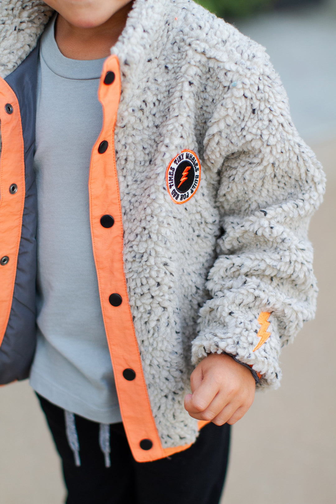 boys tan and orange sherpa jacket