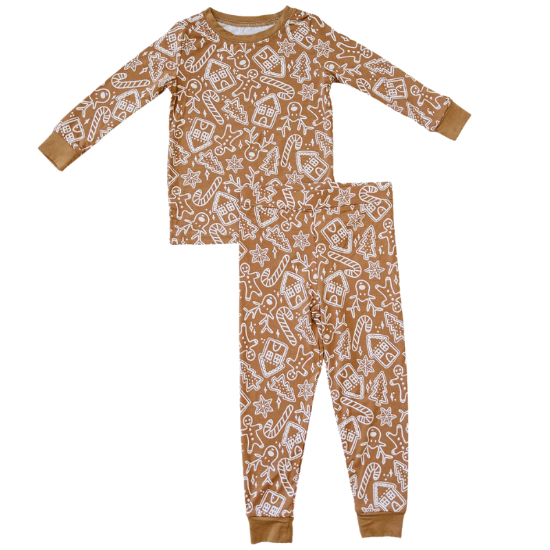 kids gingerbread Christmas pajamas