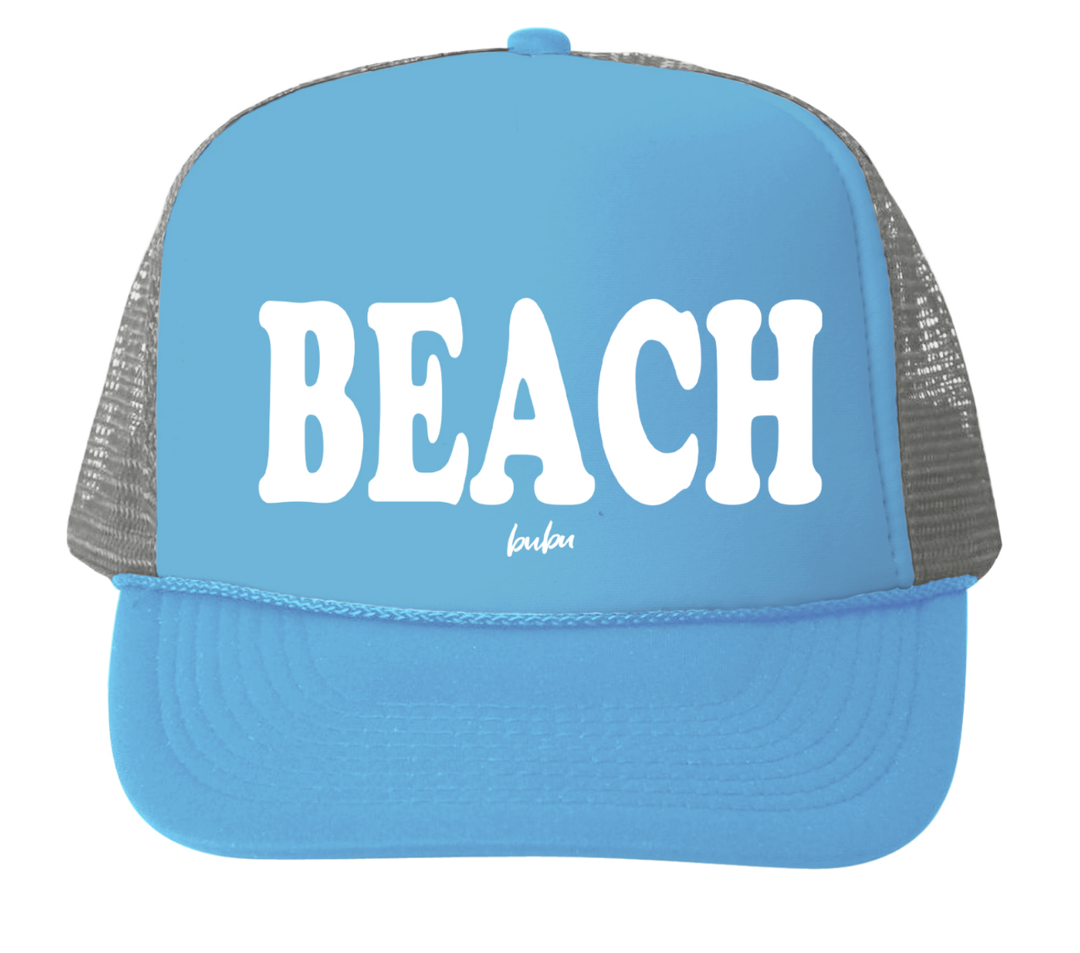 little boys BEACH trucker hat in blue