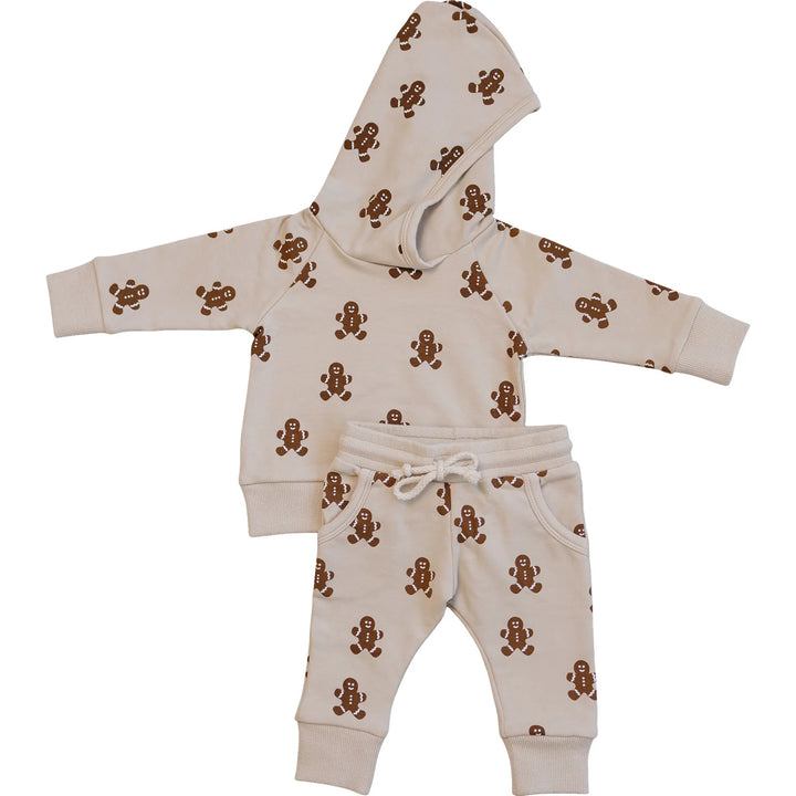 Mebie Baby - Gingerbread Hooded French Terry Set in Light Tan