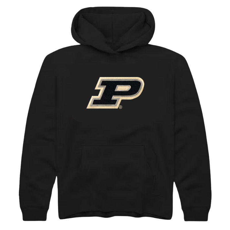 toddler and youth kangaroo pocket Purdue hoodie in black