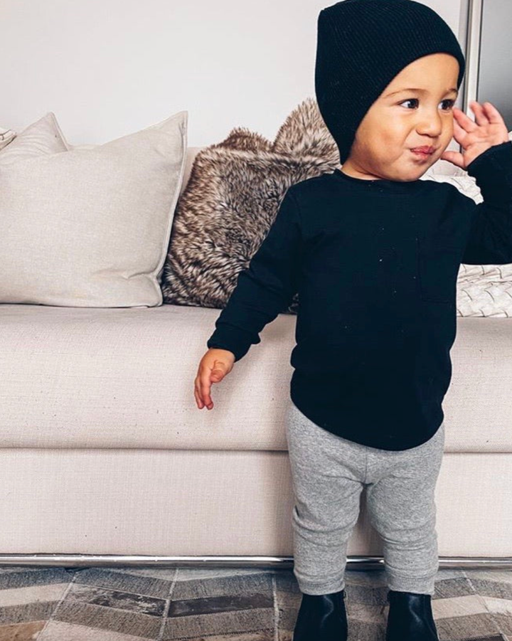 toddler boys long sleeve basic black tshirt