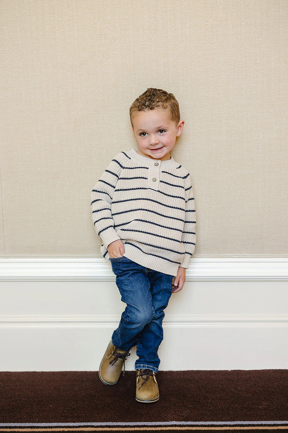 toddler boys oatmeal striped knit sweater