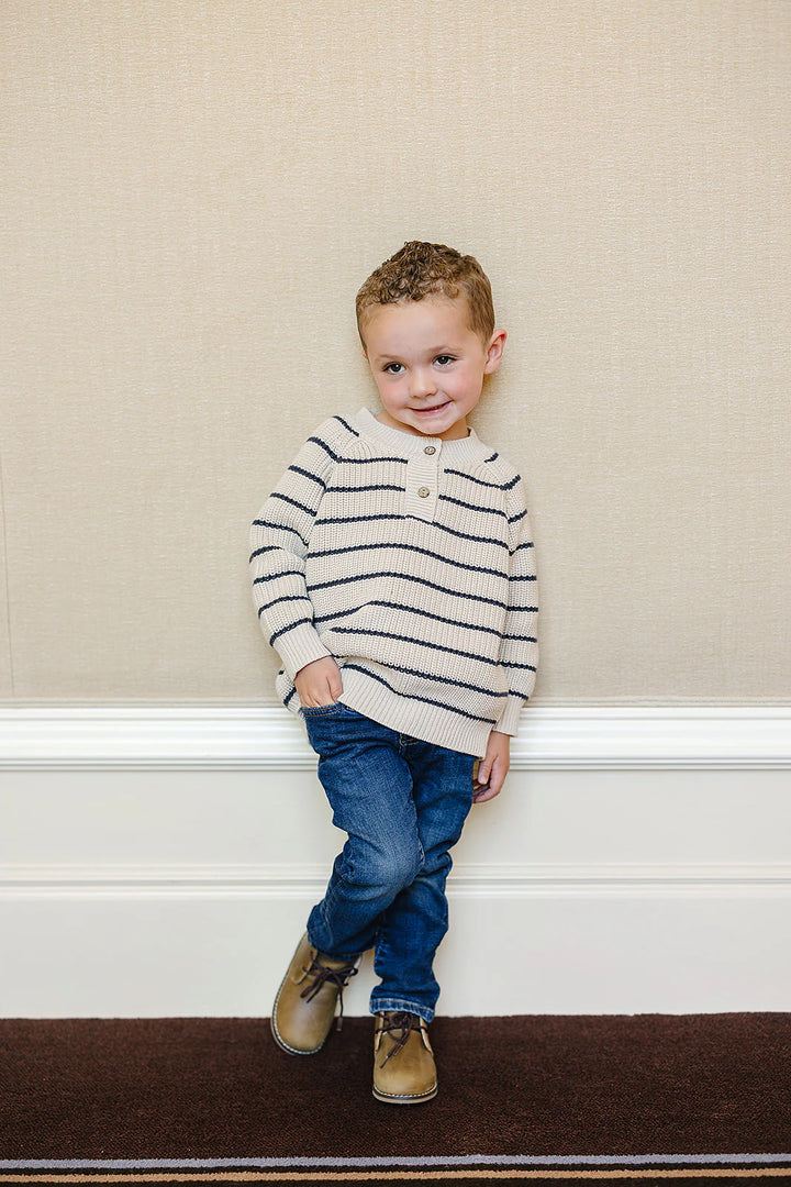 toddler boys oatmeal striped knit sweater