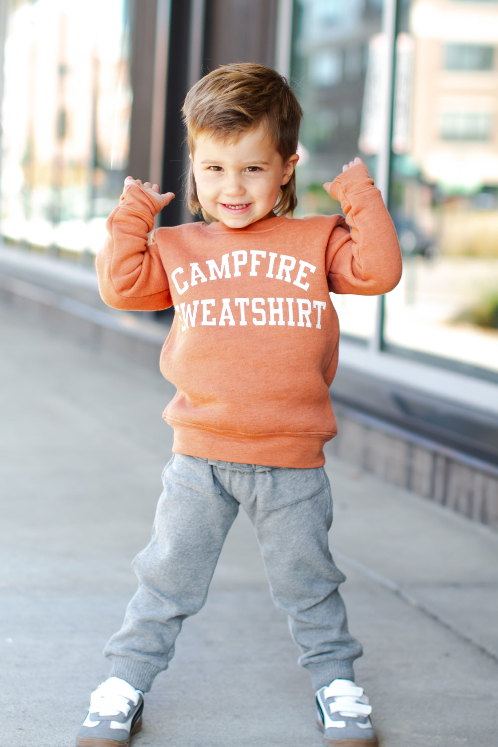 toddler campfire sweatshirt orange