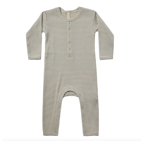 Quincy Mae - Ribbed Baby Jumpsuit in Fern Stripe