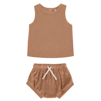 Quincy Mae - Terry Tank Short Set in Clay (3-6mo)