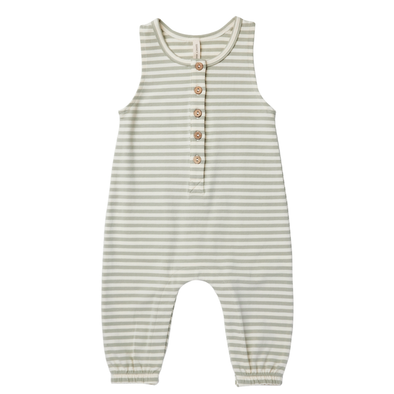 Quincy Mae - Baby Sleeveless Jumpsuit in Pistachio Stripe (6-12mo)