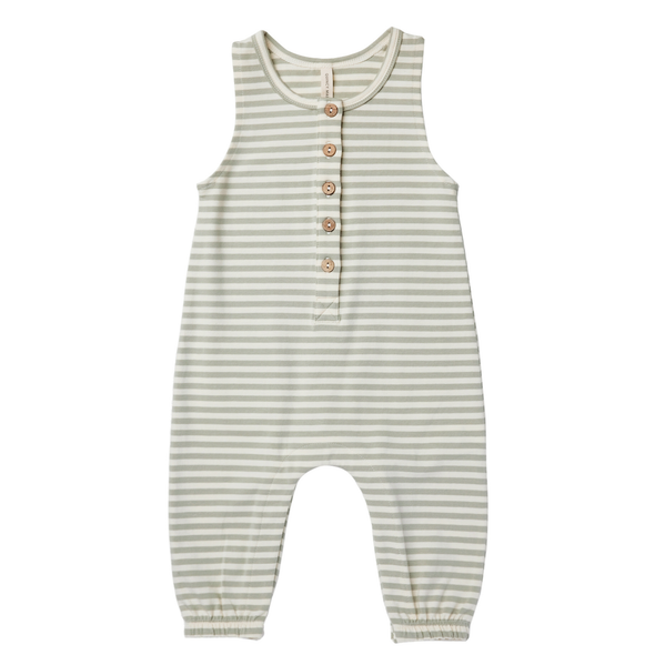 Quincy Mae - Baby Sleeveless Jumpsuit in Pistachio Stripe