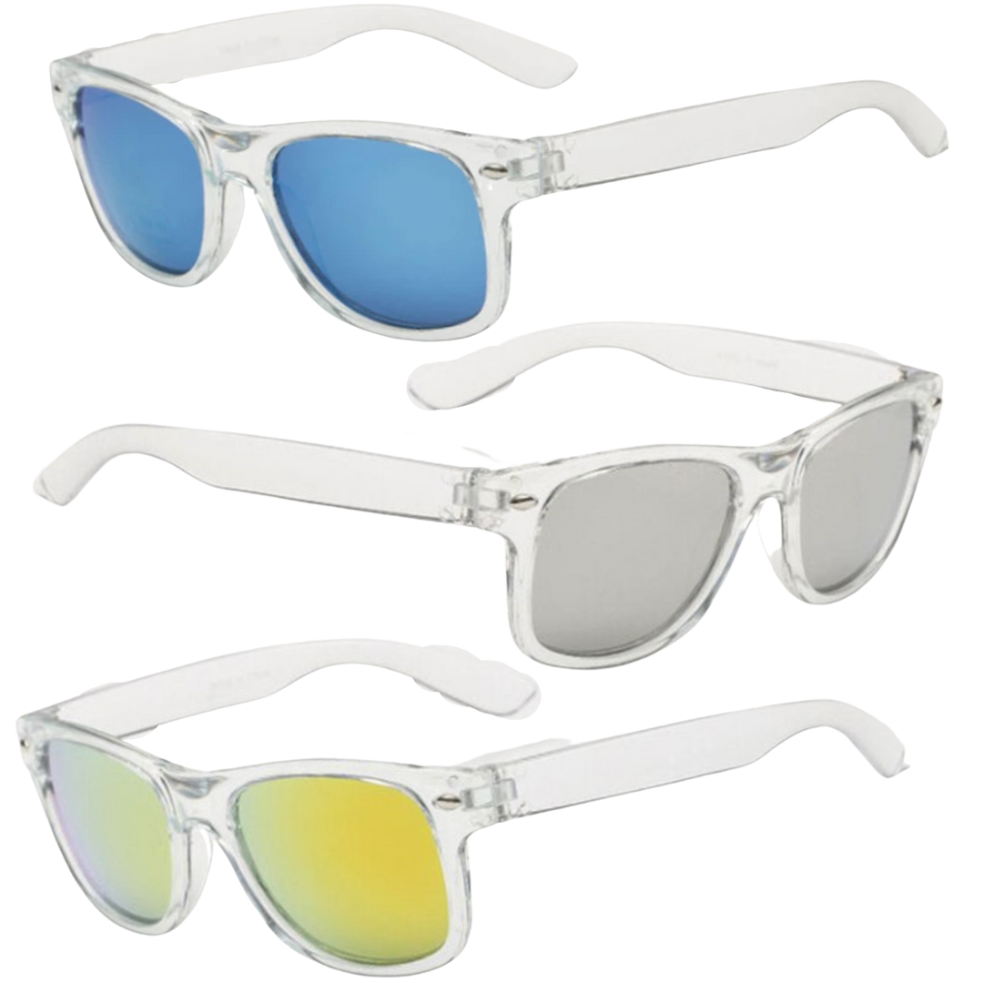 Clear frame wayfarer sales sunglasses