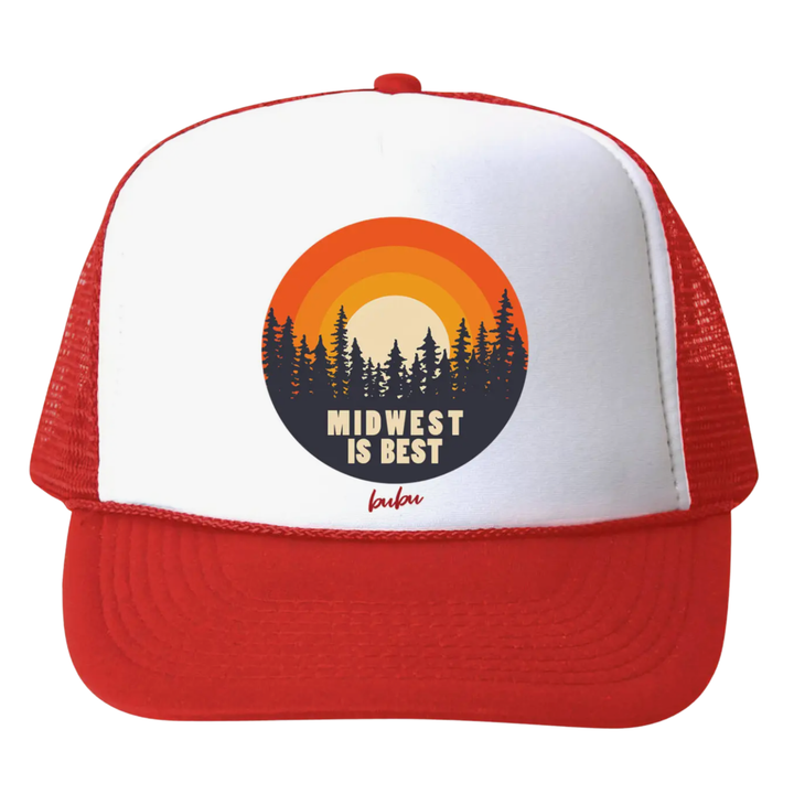 Bubu - Baby/Toddler/Kids Trucker Hats - Midwest is Best in Red