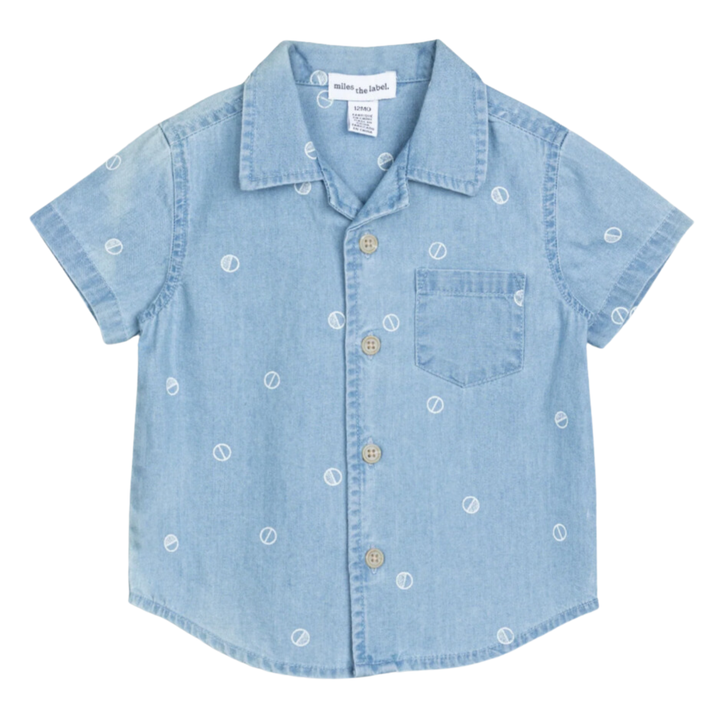 Miles - Baby Short Sleeve Chambray Shirt (9mo)