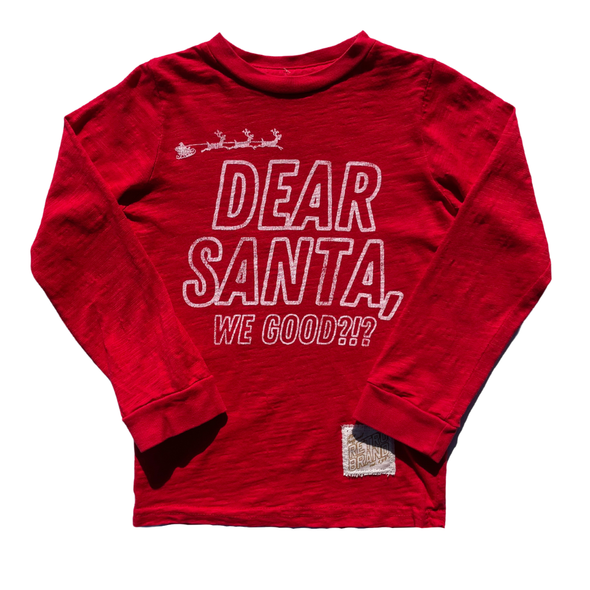 Retro Brand - Dear Santa, We Good? SLIM LS Tee in Red