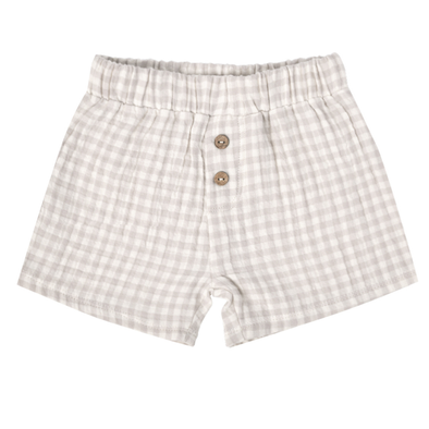Quincy Mae - Woven Shorts in Silver Gingham (6-12mo)