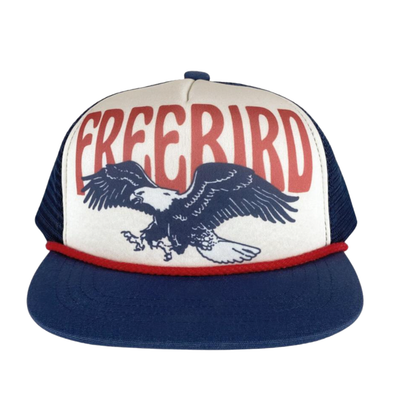Tiny Whales - Free Bird Trucker Hat in Natural/River