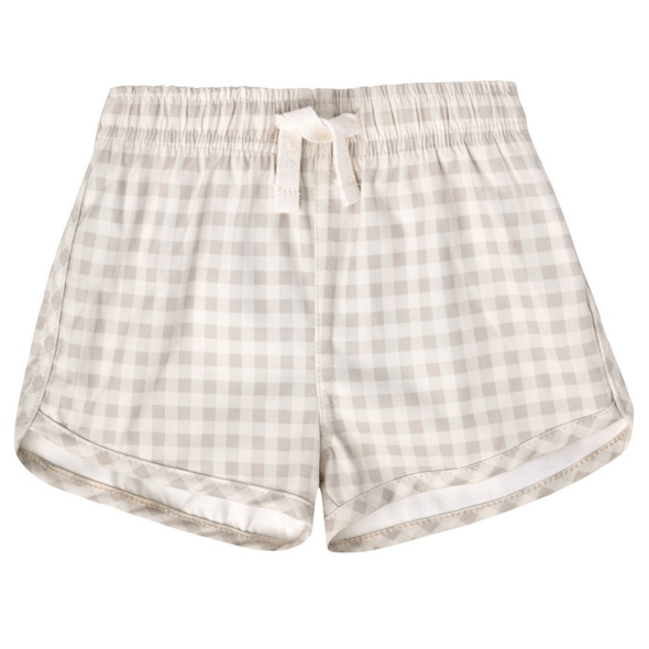 Quincy Mae Silver gingham board shorts
