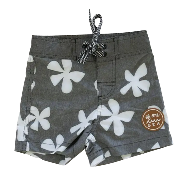 Of One Sea - Plumeria Townshorts in Charcoal